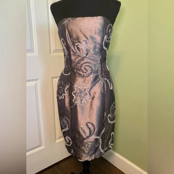 Jessica McClintock Elegant Strapless Gray Dress Size 6 - Picture 2 of 7